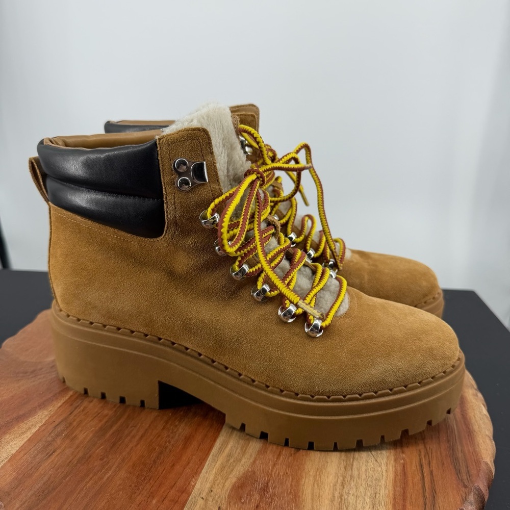 Marc‎ Fisher LTD Nairy Leather Boot tan suede sz 8